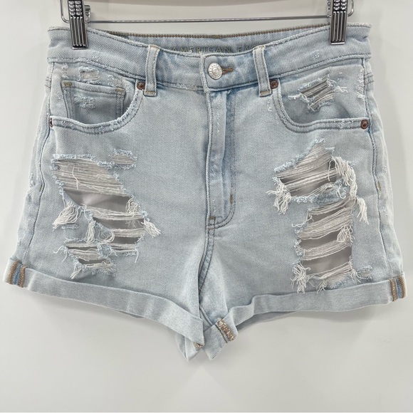 American Eagle Outfitters Pants - American Eagle Stretch Y2K Twee High Waisted Distressed Mom Shorts Size 6